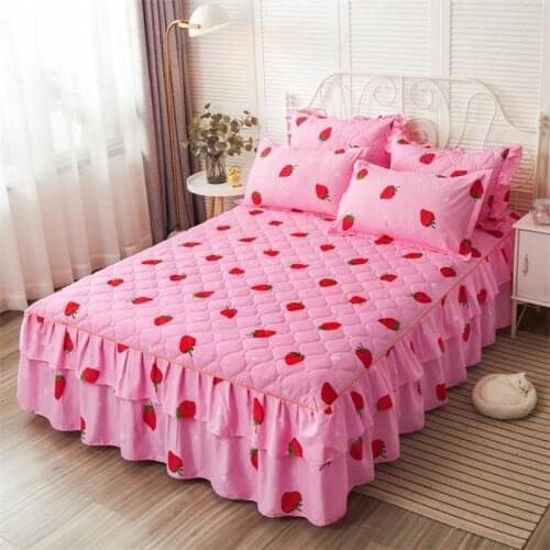 Top Autumn Winter Bedspread Girly Heart Bed Skirt King/queen Bed Sheet Romantic Textile Bedding Set with 2pcs Pillowcases