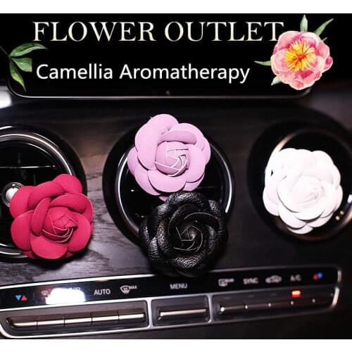 Leather Camellia Flower Car Air Freshener Clip Air Purifier Car Outlet Perfume Diffuser Air Perfume Car Styling Decoration