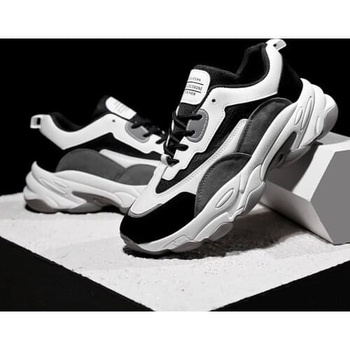 Platform Sneakers for Men Original Designers Shoes Fashion Breathable Walking Trainers White-Black Casual Shoes Tenis Masculino
