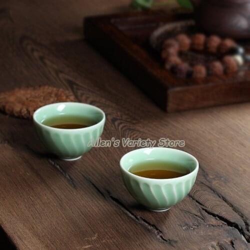 Kung fu 68ml Ceramic Saucer china Porcelain coffee cup Chinese Longquan Celadon Celadon Teacup cups tea set cups tea sets