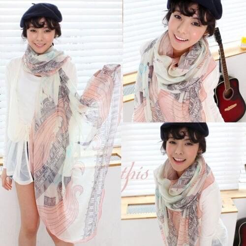Ladies Girls Hot Sale Elegant Balinese Sunscreen Scarf Voile Autumn Fashion Casual Soft Floral Print Long Large Scarf