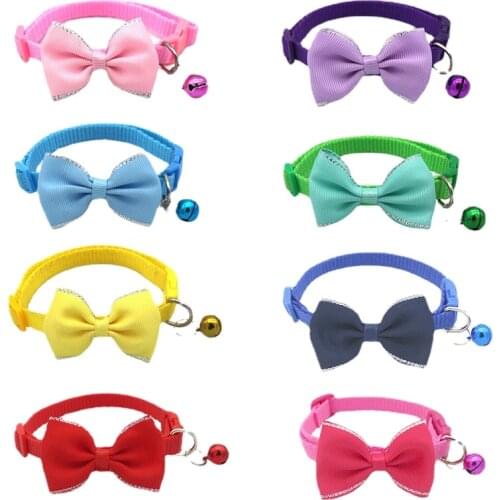 Cute Cat Collar with Bell and Bowtie Adjustable Safety Comfortable Soft Bow Kitten Collars for Cats Kitty Dog Puppy