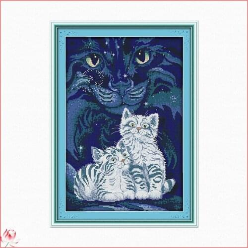 Two Little White Tigers Cross Stitch Kit 14CT 11CT Canvas Printed Fabric Embroidery DIY Needlework Sewing Set Home Deco Painting