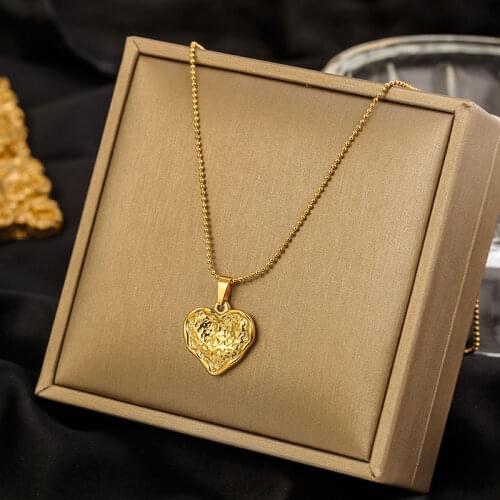 Stainless Steel Sweetheart Pendant Necklace For Women Girls Choker Christmas Jewelry collier femme Drop Shipping