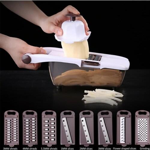 New Vegetable Cutter With 8pcs Steel Blade Mandoline Slicer Potato Peeler Carrot Cheese Grater Vegetable Slicer Kitchen Tools