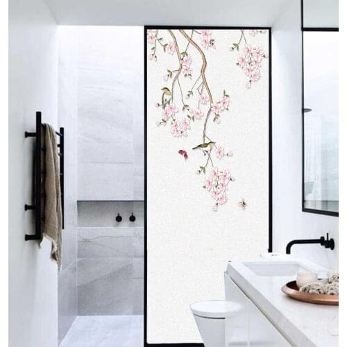 Window Film Privacy Flowers Glass Sticker UV Blocking Heat Control Window Coverings Window Tint for Homedecor