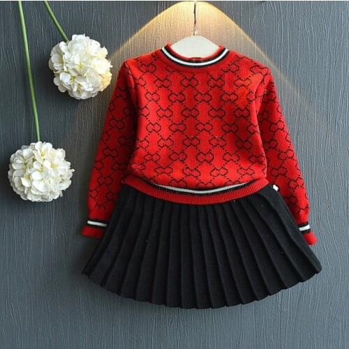 Winter Autumn Girl Clothing set Dress Casual Fashion Cotton Active Sweater + Skirt Kid Children baby toddler boy clothing
