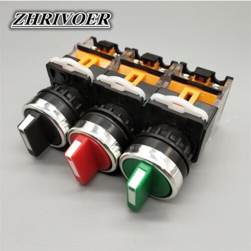 22mm Momentary/Latching Selector Switch 2/3 Positions Rotary Switches 10A400V Power Switch Red Green Black Rotary switch
