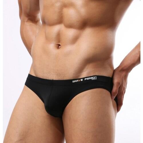 Sexy Mens Low-rise Bulge Pouch Bikini Briefs Ice Silk Simple Solid Colors Underwear Shorts