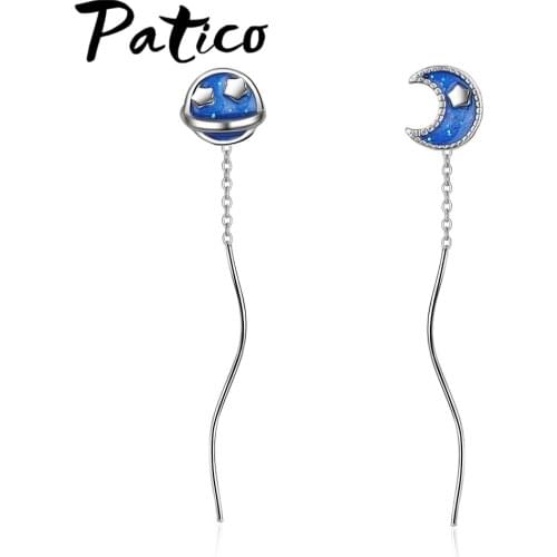 Attractive Women Fashion Simple Delicate Long Earrings Asymmetric Moon & Sun Boucle d'oreille Femme Pendante