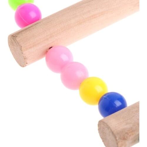 Birds Pets Parrots Ladders Climbing Toy Hanging Colorful Balls With Natural Wood