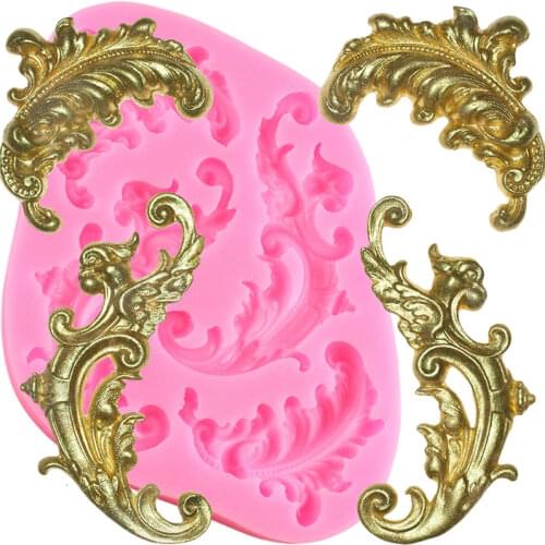 Relief Cake Border Silicone Mold European Baroque Fondant Cake Decorating Tools Chocolate Making Mould Polymer Clay Candy Molds