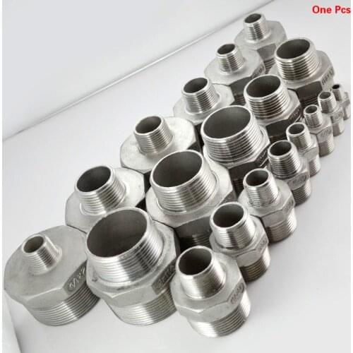 Hexagonal Plumbing Reducer Fittings Hex Nipple Threaded Reducer Pipe Fitting Male x Male DN6 DN8 DN10 - DN65 Stainless Steel 304