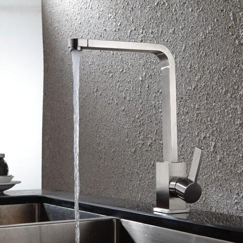 Brushed Nickel Solid Stainless Steel Single Handle high quality Lead free Kitchen Faucet Hot and cold water Sink faucet