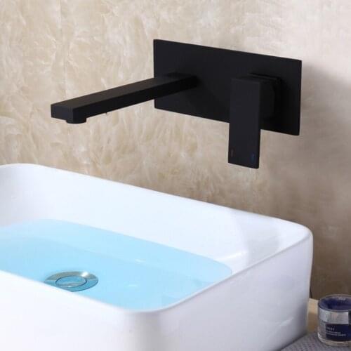 C&C Matte Frosted Black Sink Faucet Hot And Cold Water Wall Mount Basin Mixer Faucet Baking Varnish Single Handle Water Tap