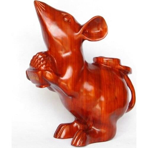 T mahogany crafts mouse love rice birthday gift feng shui ornaments twelve zodiac wood rat mouse
