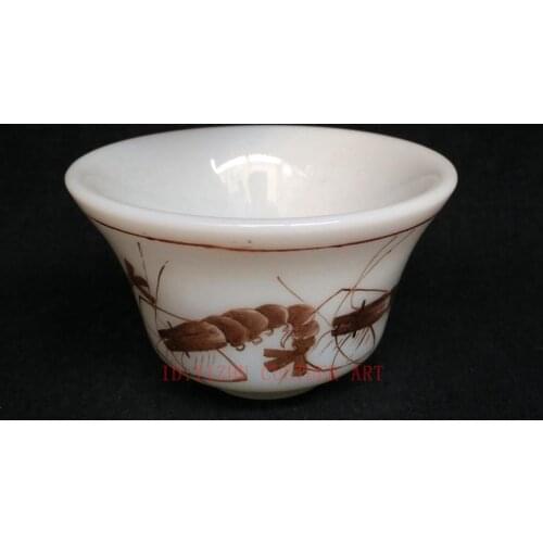 YIZHU CULTUER ART Unique Collection Ancient China Glaze Painting Lobster Bowl Cup Water Decoration