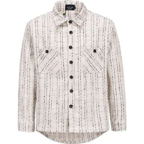 Hip Hop High Street Black And White Plaid Woolen Cloth Thickened Men And Women Knitted Shirts Mens Coats And Shirts