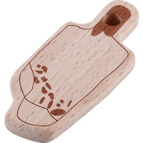 Baby Teether DIY High Quality Safety Cute Toys Non-Toxic Wooden Nursing Accessories Pendants Wood Ice Cream Teether Pendant