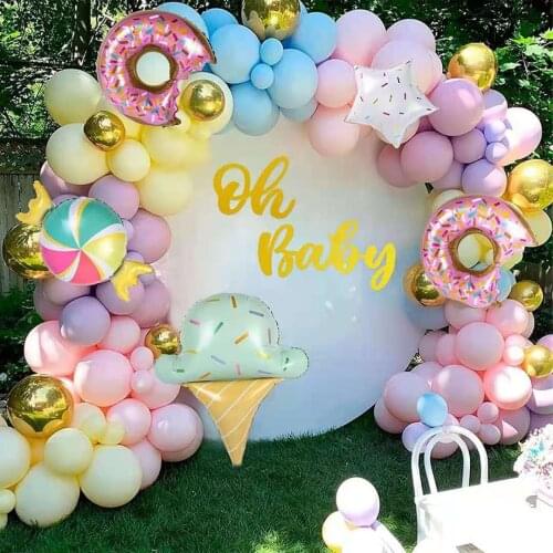 Donut ice cream aluminum foil balloon wreath arch set girl baby shower decoration birthday party outdoor wedding decoration