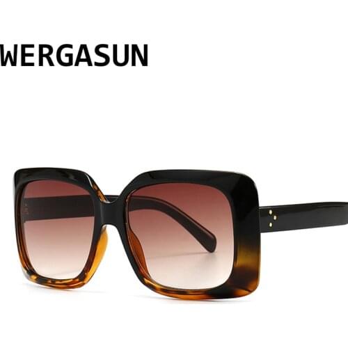 WERGASUN 2020 New Fashion Oversized Square Sunglasses Women Brand Designer Big Plastic Frame Sun Glasses Female Shades