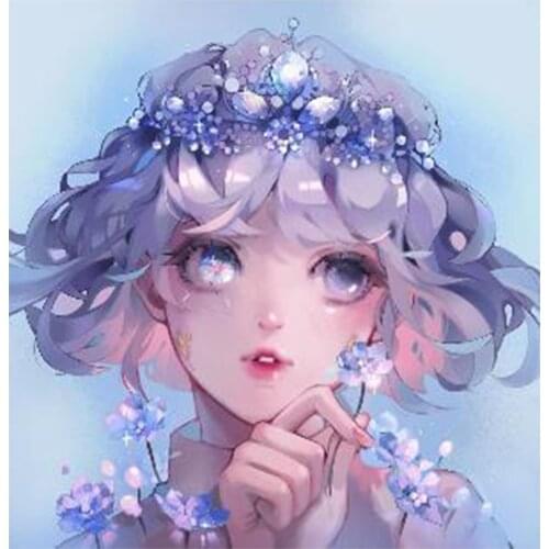 XUEQIXIAOZU Cartoon Cute Girl Portrait Picture Diamond Painting Full Square Round Diamond Embroidery Mosaic Home Decoration Gift