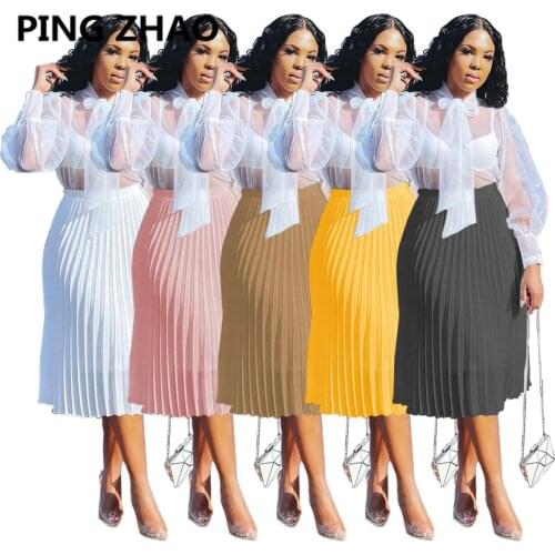 PING ZHAO Chiffon Sexy Pleated Skirt Women Fall Streetwear Fashion Elegant Party Skirts