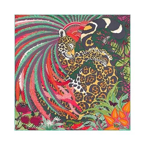 High Quality 100% Real Silk Scarf Women Bright Colorful Square Scarves Wraps Leopard Neckerchief Female Stain Hijab Bufandas