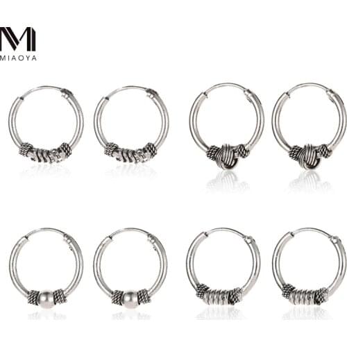 1pair 24mm Bohemian Small Hoop Earrings for Women Silver Color Circle Simple Earrings Hook Pierced Cuff Brincos Bijoux Jewelry