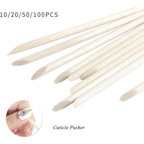 10/20/50/100pcs Wooden Cuticle Pusher Nail Rhinestone Remover Double Head Portable Nail Art Cuticle Remover Nail Tools