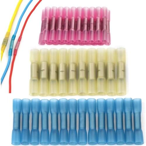 10pcs Waterproof Heat Shrink Butt Terminal Insulated Crimping Terminals Electrical Splice Wire Cable Crimp Connector Kit