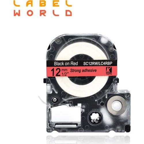 12mm EPSON label tape black on red typewriter label tapes compatible for kingjim label maker LW-300 lw400 epson label printer