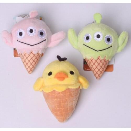 12Pcs/Lot 10CM Random Ice Cream Cone Chick Mini Cute Soft Plush Keychain for Bag Key Pendant