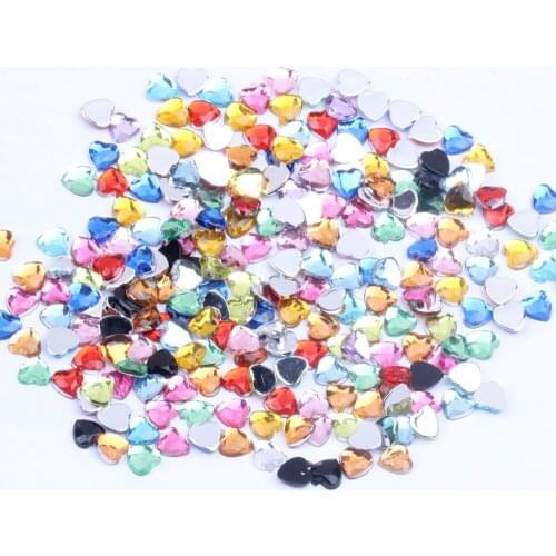 4mm 10000pcs Flat Back Facets Acrylic Heart Shaped Many Colors Acrylic Rhinestone Glue On Beads Decorate DIY