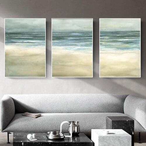 Coastal Beach Ocean Abstract Poster Landscape Prints Wall Art Print Modern Style Canvas Painting Decorative Picture Home Decor