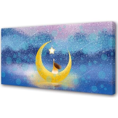 Home decoration accessories Decorative prints Beautiful Night starry sky girl scenery children room decorative painting