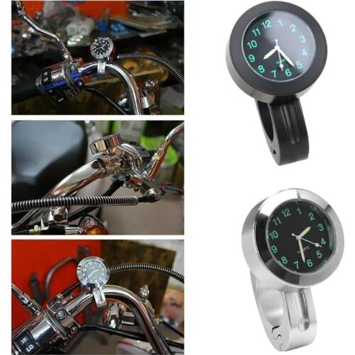 Bicycle Watch Black/ Silver Aluminum Waterproof Motorcycle Handlebar Quartz Clock