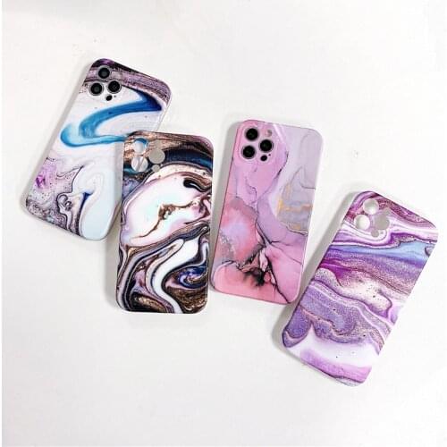 Stylish Matte Purple Marble Phone Case For iPhone 12 Mini 11 Pro XS MAX XR 6 7 8 Plus SE2020 Soft IMD Lens Protection Back Cover