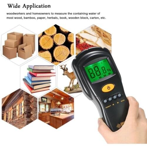 Inductive Wood Moisture Meter LCD Digital Mini Lumber Damp Detector Moisture Content Tester Range 2-70