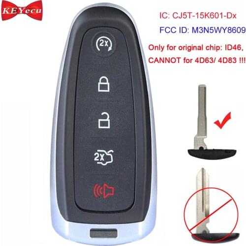 KEYECU for Ford C-Max Escape Focus 2014 2015 2016 Smart Remote Key Fob 315MHz M3N5WY8609 CJ5T-15K601-Dx PCF7953 Chip