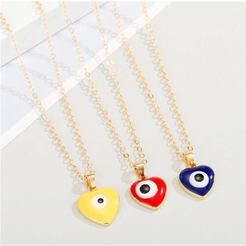 Creative Devil Eye Heart-shaped Pendant Necklace Punk Hip Hop Gold Clavicle Chain For Men Women Fashion Party Jewelry Gift