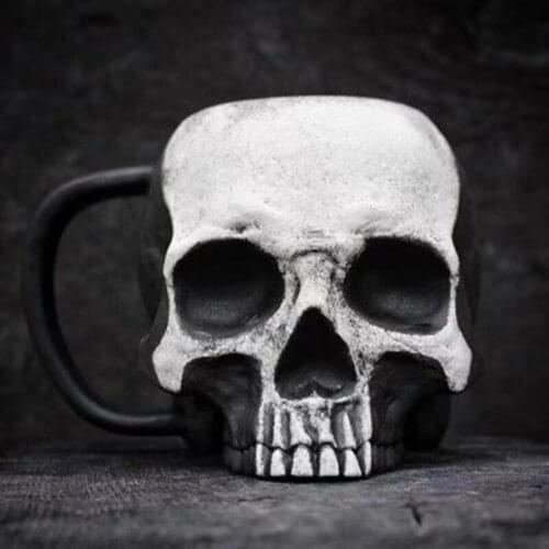 New 480mL Resin Skull Cup Beer Mug Simulation Wooden Barrel Beer Double Wall Drinking Mug Insulated Halloween Bar Drinkware Gift