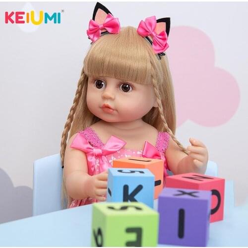 Dropshipping KEIUMI Full Silicone Body Reborn Baby Girl Dolls 55 CM Lifelike Toddler Boneca Bath Toys Doll Kids Birthday Gift