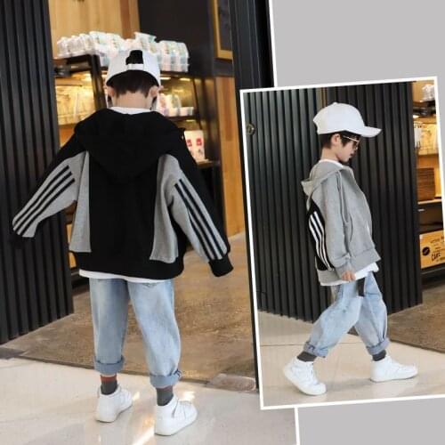 Black Grey Spring Autumn Coat Outerwear Top Children Clothes Kids Costume Teenage Formal Home Outdoor Boy Clothing High Quality