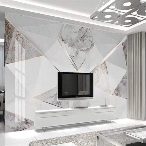 Milofi custom 3D mural wallpaper geometric modern minimalist creative abstract jazz white marble wallpaper decorative painting