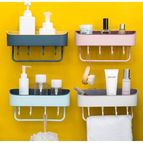 Bathroom Storage Shelves Wall Hanging Free Punching Household Wall Plastic Bathroom Vanity Towel Rack Toilet Storage Rack
