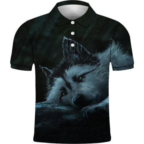 2021 new fashion mens and womens T-shirt wolf print 3d T-shirt polo shirt summer short-sleeved T-shirt male T-shirt XXS-6XL