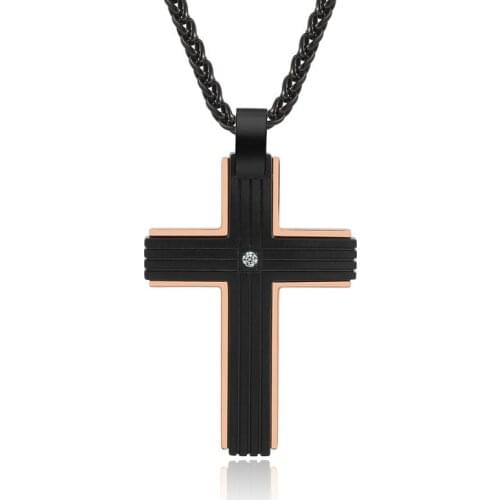 2021 New Vanity Mens Cross Necklace For Rose Gold And Black 24 Inches Chain Pendant Jewelry