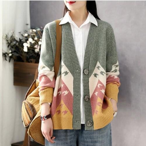 2021 New Korea Style Outwear Fashion Knitted Cardigan Sweaters Vintage Office Lady Work Sweater Blouse Women Casual Sweaters
