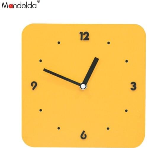Mandelda New Creative MDF Wooden Silent Quartz Living Room Decorative Watch Square Photo Frame Wall Clock 5mm